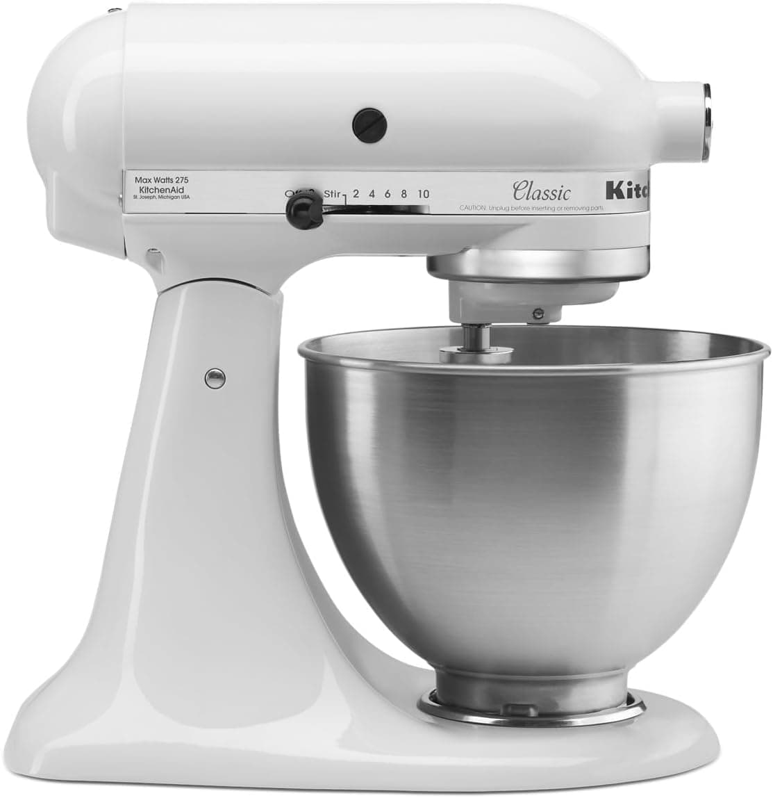 KitchenAid Classic Series 4.5 Quart Tilt Head Stand Mixer K45SS, White