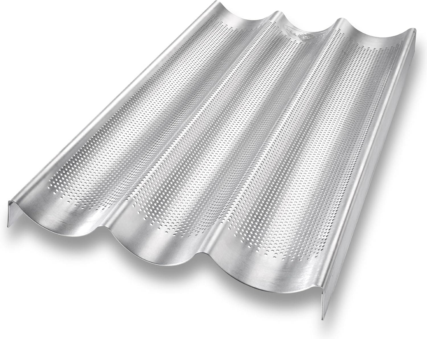 USA Pan Bakeware Aluminum Perforated Nonstick French Baguette Bread Pan, 3-Loaf
