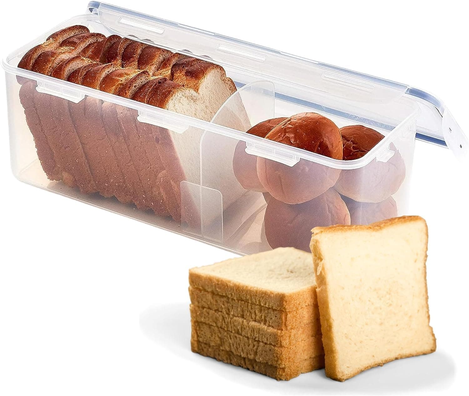 LocknLock Easy Essentials Food Storage Airtight Container, Bread Box 21.1 Cup, Clear