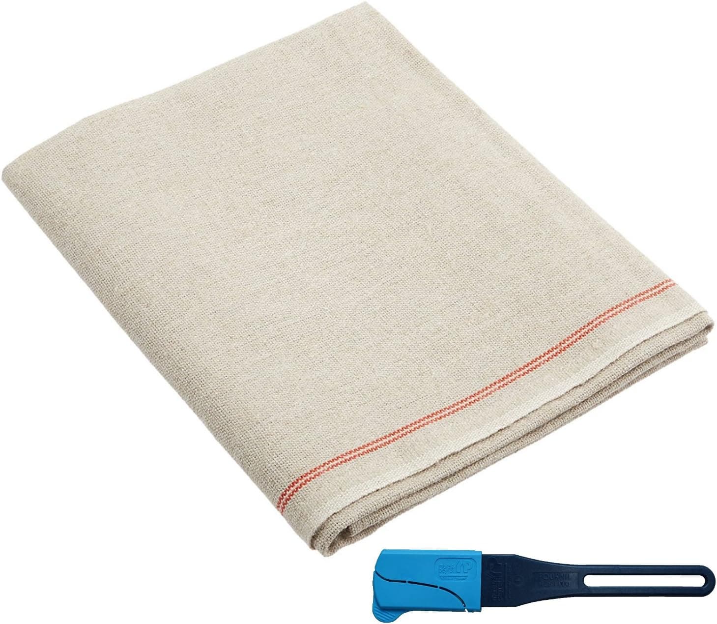 BrotformDotCom Premium Professional Bakers Couche 35x26 100% Flax Linen Heavy Duty Proofing Cloth with Bonus Lame