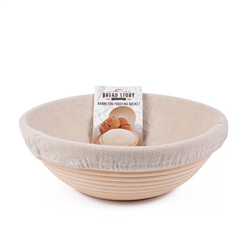 Bread Story Round Banneton Bread Proofing Basket Set - Handmade Rattan Brotform Dough Bowl with Cloth Liner, Sourdough Tools & Baking Supplies for Home Bakers - Baking Kit, 10 Inch