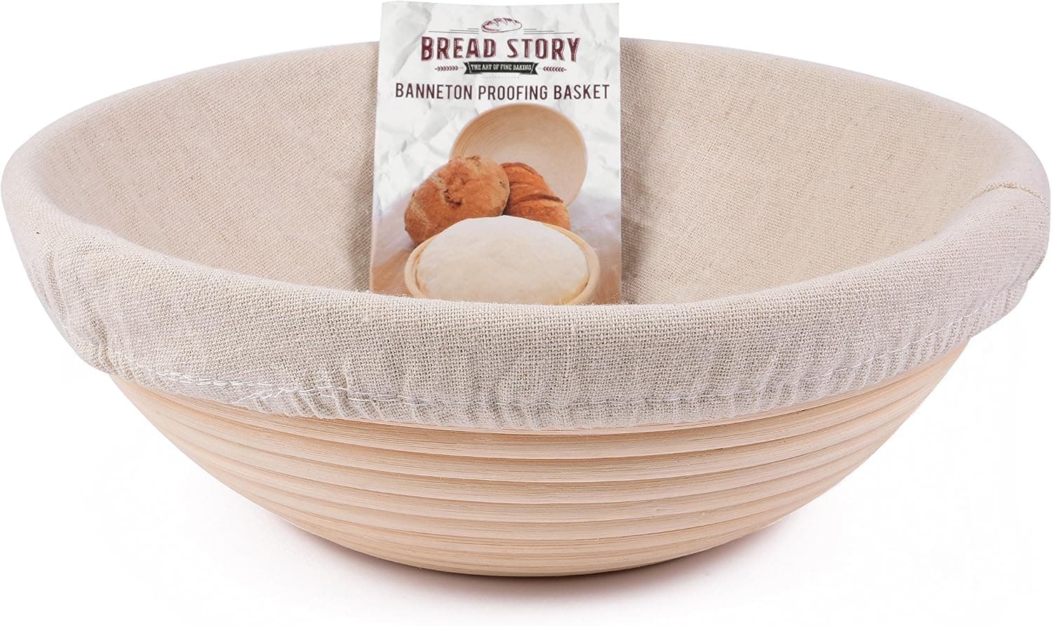 Bread Story Round Banneton Bread Proofing Basket Set, Handmade Rattan Brotform Dough Bowl with Cloth Liner and Sourdough Tools, 8.5 Inch