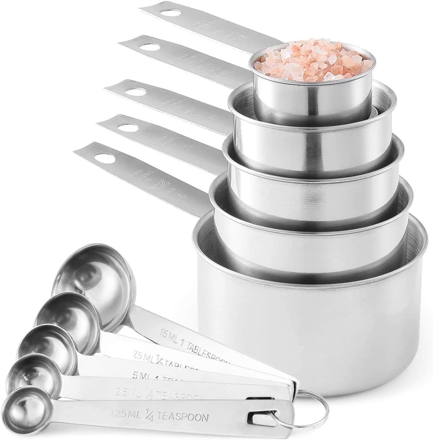 Laxinis World Stainless Steel Measuring Cups and Spoons Set, 10 Piece