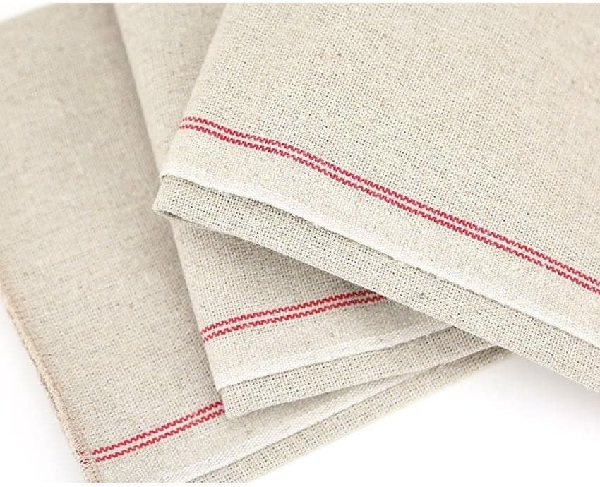 Vollum Bakers Couche Proofing Cloth 1 Roll 25.5 Inch x 131 Feet 100% Pure French Flax Linen with Red Stripe