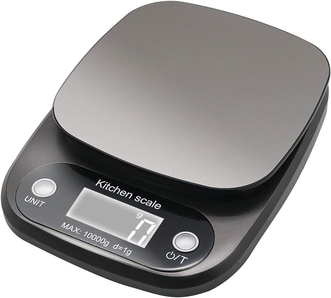 Digital Food Scale, 22lb Kitchen Scale Measures in Grams, Ounces and ML for Weight Loss, Baking, Cooking, 1g/0.1oz Precise Graduation, 304 Food Grade Stainless Steel, Batteries Included