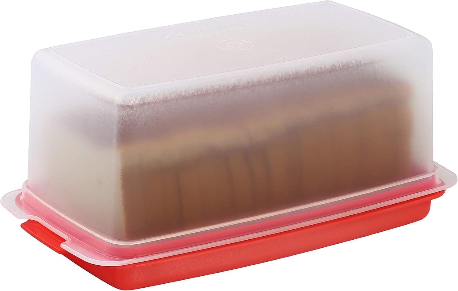 Signoraware Bread Box, Dual Use Airtight Plastic Food Storage Container, 2 in 1 Bread Bin, Red and Clear Cover