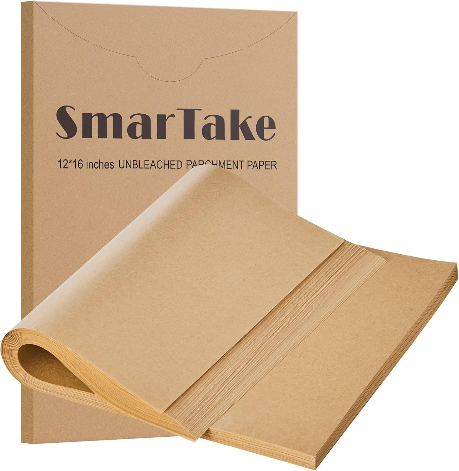 SMARTAKE 200 Pcs Parchment Paper Baking Sheets, Unbleached Non-Stick
