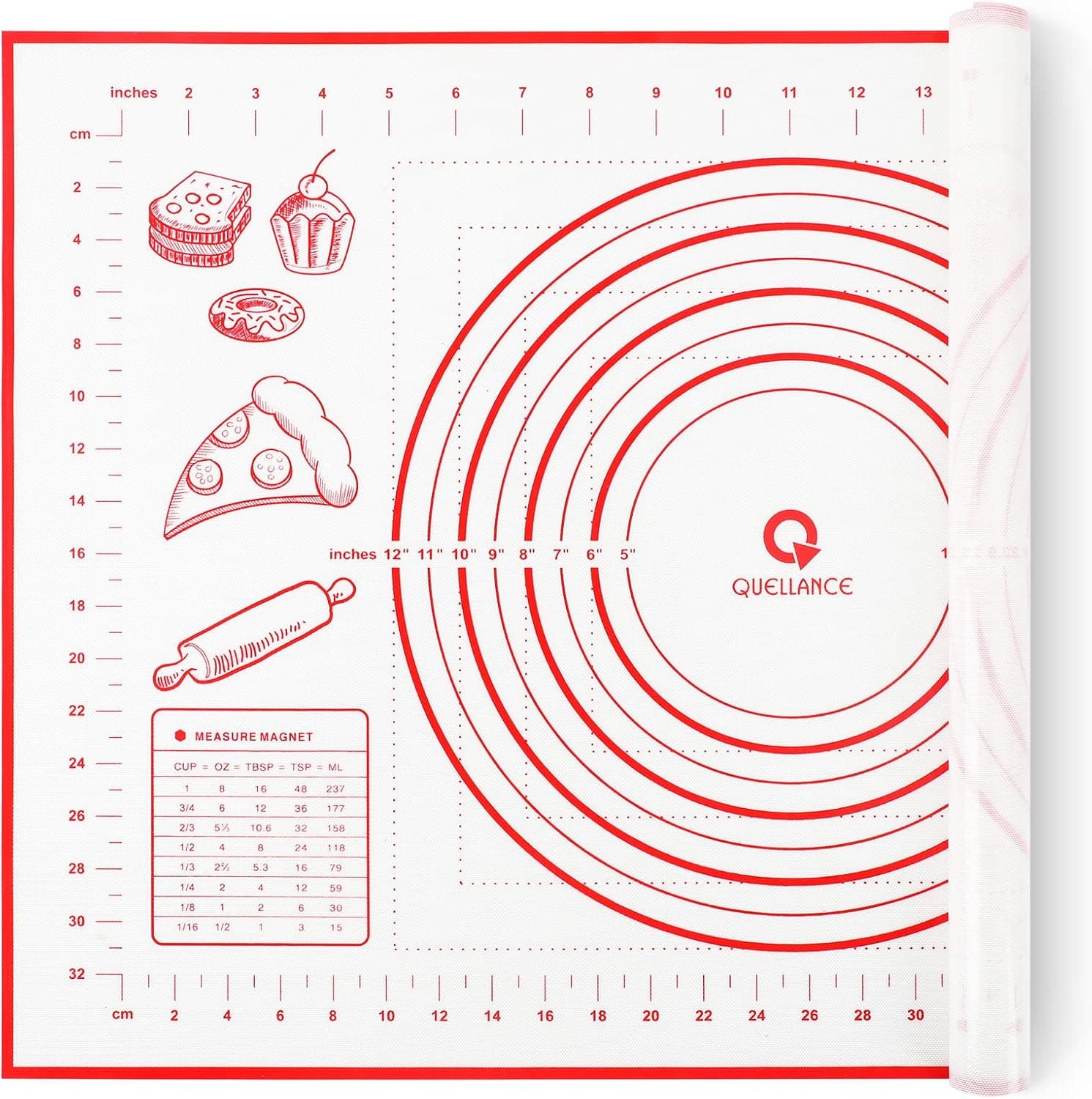 Silicone Pastry Baking Mat Dough - 16x24 Inch Large Non Stick Slip Cookie Bread Rolling Mats Sheet, Kitchen Counter Kneading Cooking Board Pad Matt with Measurement for Pie Pizza Cookies Fondant Making
