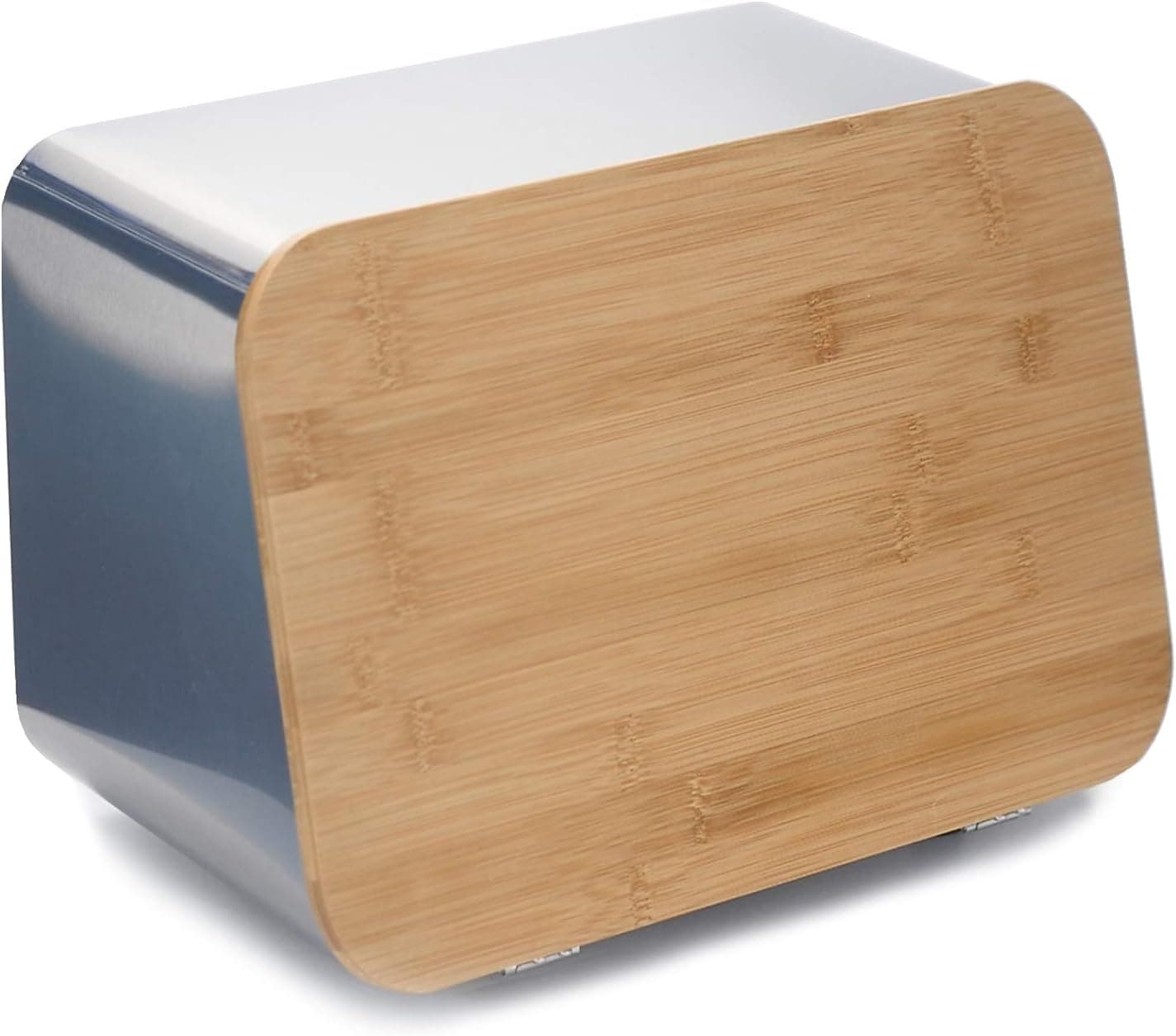 ALhom Large Bread Box with Bamboo Cutting Board Lid for Kitchen Counter, Stainless Steel