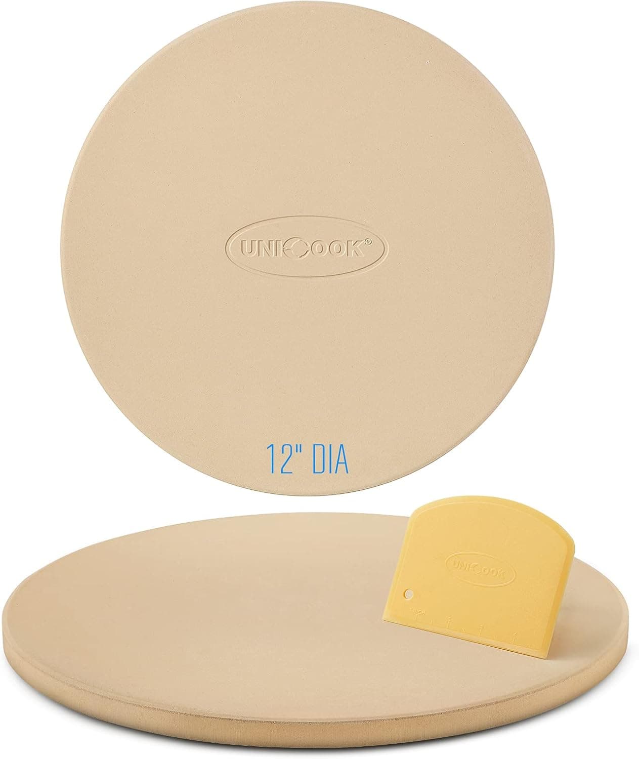 Unicook 12 Inch Round Pizza Stone, Cordierite Bread Baking Stone for Oven and Grill