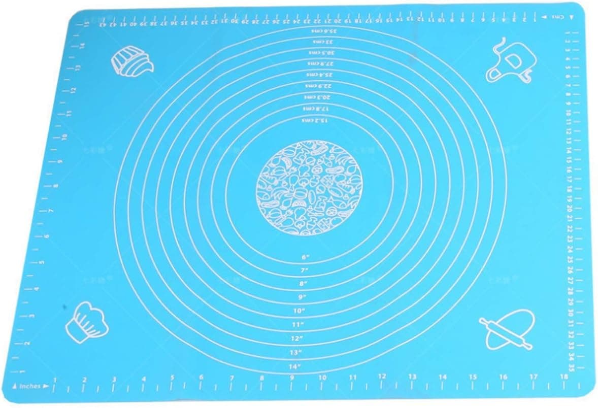 Silicone Baking Mat for Pastry Rolling Kneading Dough with Measurements Table Placemat Pad Pastry Board for Housewife Cooking Enthusiasts 19.7 x 15.7 Blue