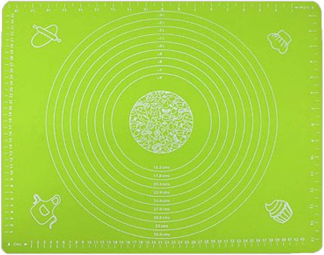 Silicone Baking Mat for Pastry Rolling Kneading Dough with Measurements 19.7 x 15.7 Green