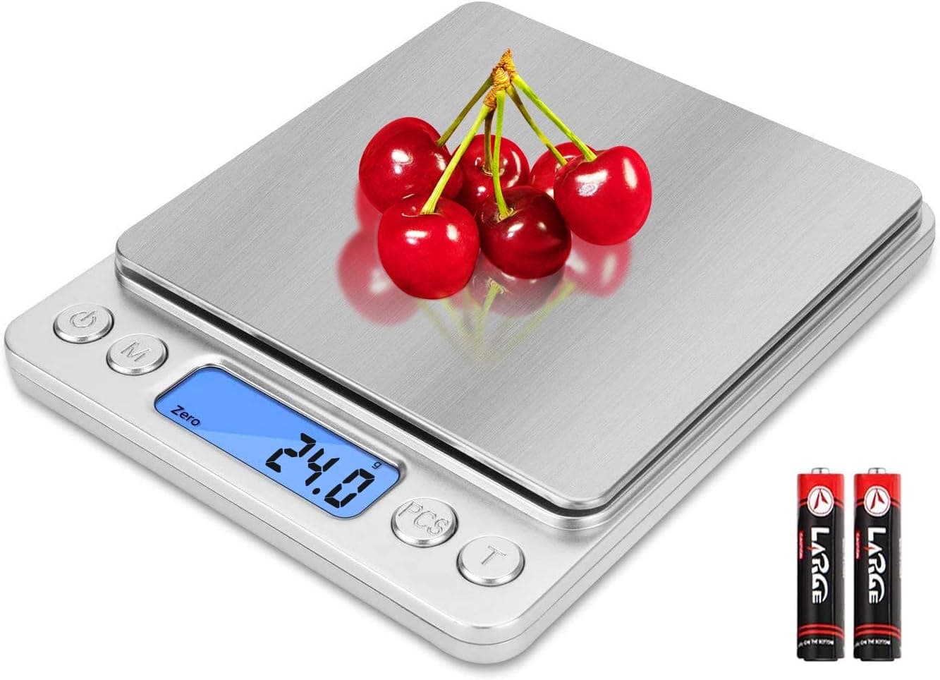 Digital Scale Kitchen Scale 3kg/0.1g Precision Pocket Cooking Baking Scale Count Function for Jewelry Multifunctional Electronic Scale Stainless Steel (Silver)