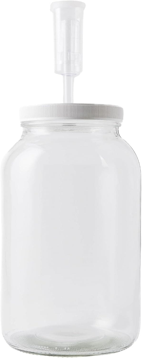 FastRack 1 Gallon Mason Jar Wide Mouth and Twin Bubble Airlock for Fermentation, BPA-Free Glass Jar with Lid