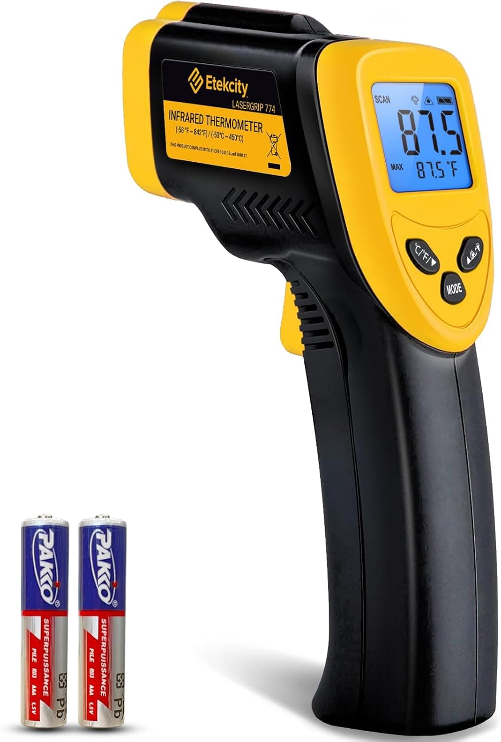Etekcity Infrared Thermometer Laser Temperature Gun 774, Cooking Pizza Oven Griddle BBQ Meat HVAC, Adjustable Emissivity