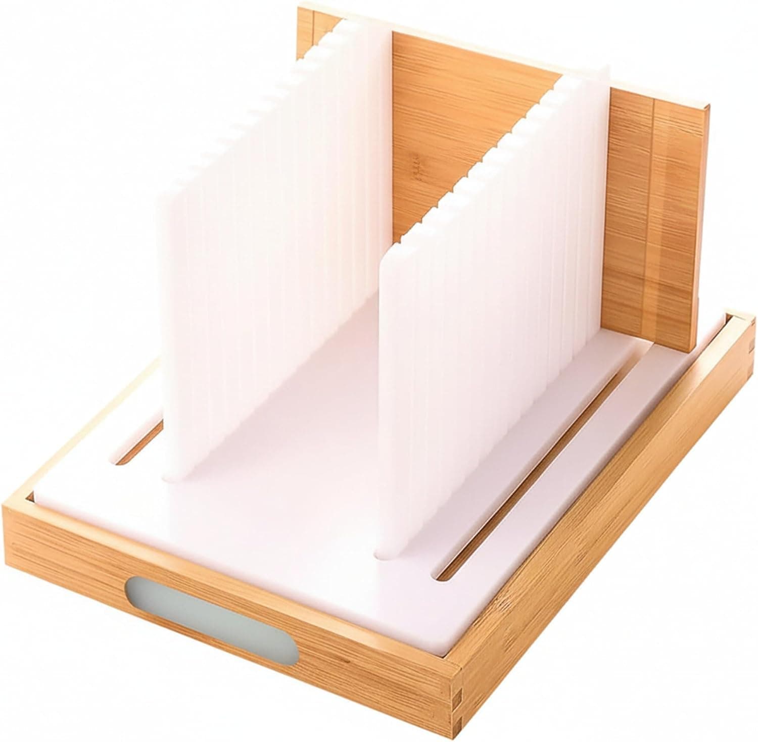 KitchenThinker Upgraded Bread Slicer for Homemade Bread, 3 Adjustable Loaf Widths and 3 Slice Thicknesses, with Crumb Tray