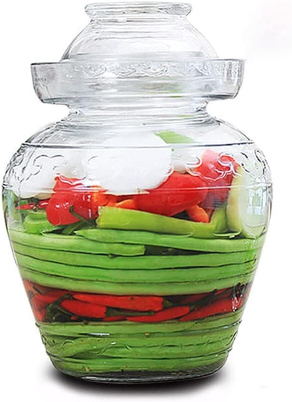 ETITSA Glass Jar with Lid 2.5 Liter Fermentation Jar, Wide Mouth Fermenting Kit Crock with Water Seal Airlock Lid