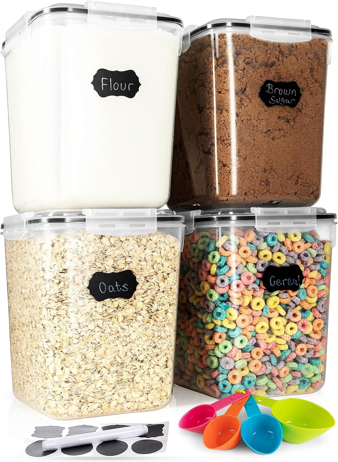 Storeganize Flour Sugar Storage Containers (5.3L/4pk), Airtight, With Lids