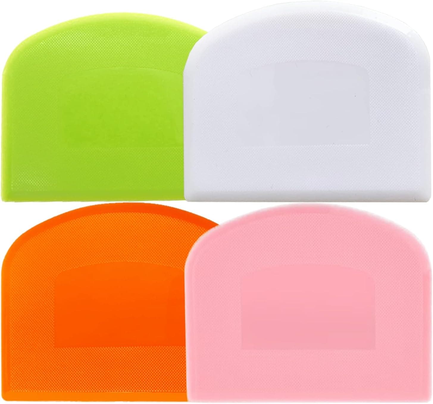 CEWIFO Dough Scraper Bench Scraper for Baking, 4 PCs BPA Free PE Plastic Flexible Bowl Scraper, Food-safe Plastic Dough Cutter for Bread Cake Dough Fondant Icing