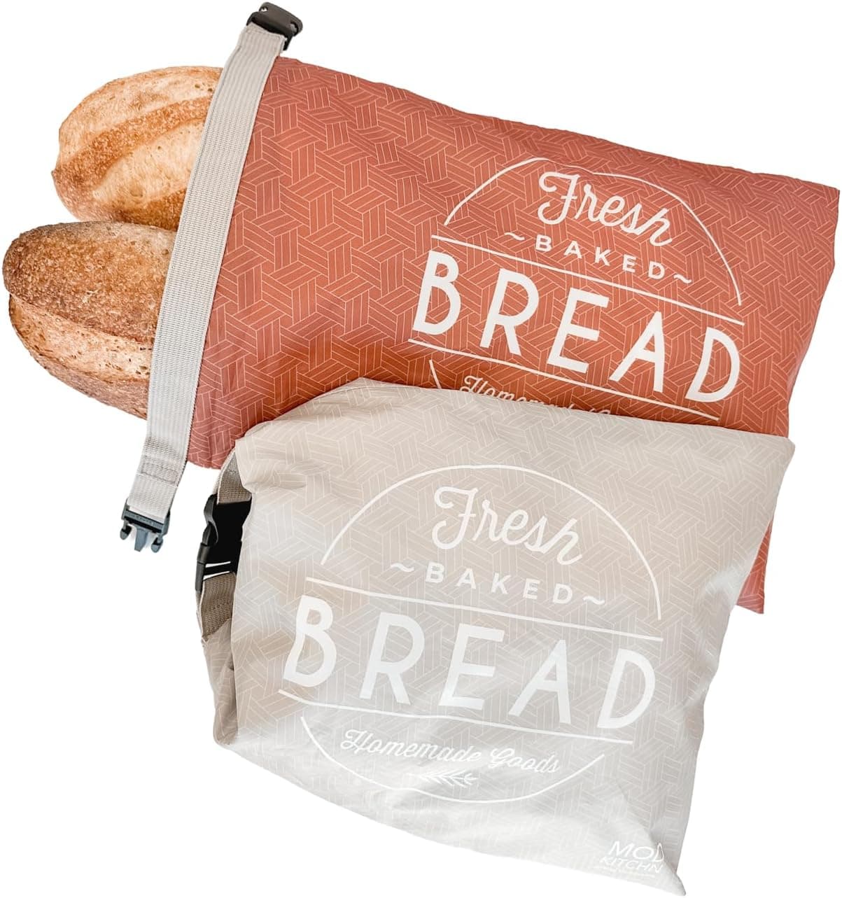 ModKitchn Reusable Bread Bags for Homemade Breads, 2-Pack XL Sourdough Bread Bags, Freezer Safe