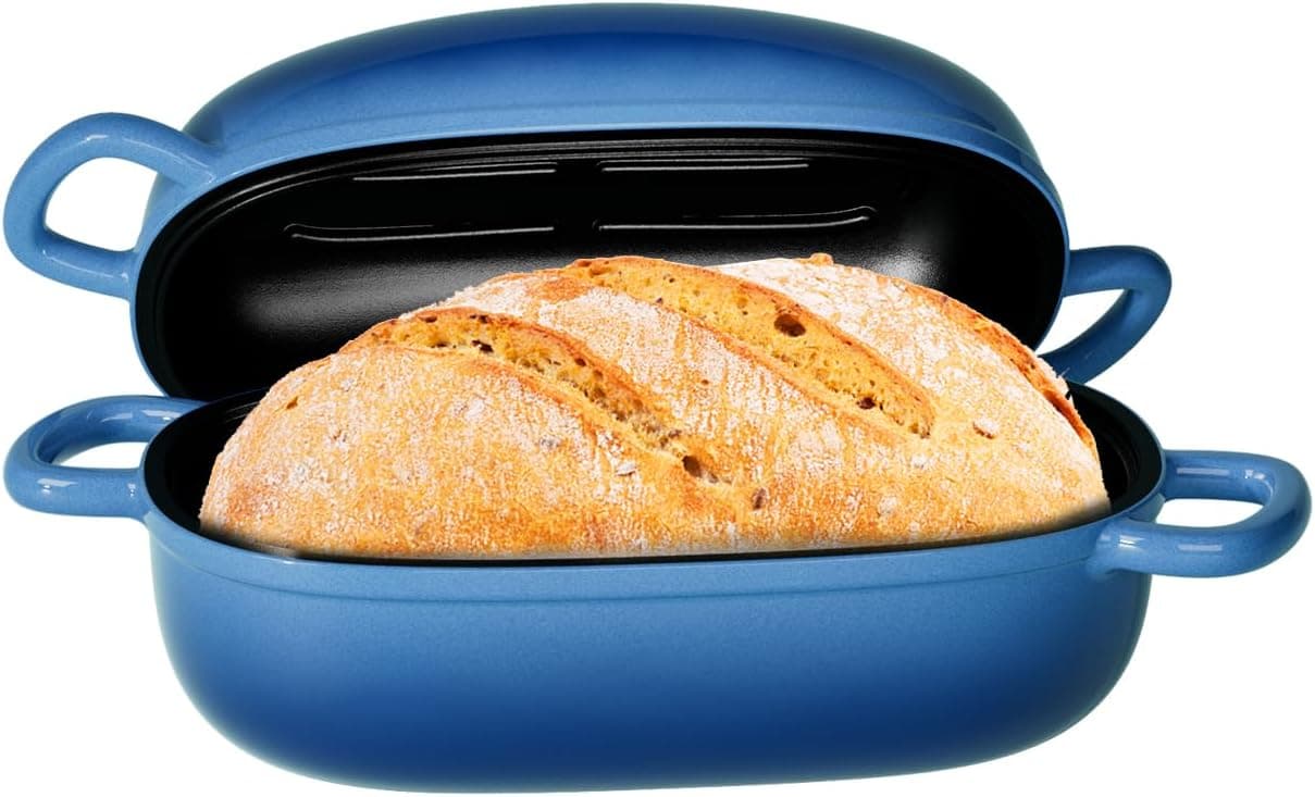 PROCHOP Dutch Oven for Bread Baking 9x6 Inch, 2.5QT Bread Pans for Homemade Bread Cast Iron Bread Pan Dutch Oven Loaf Pan with Lid and Loop Handles
