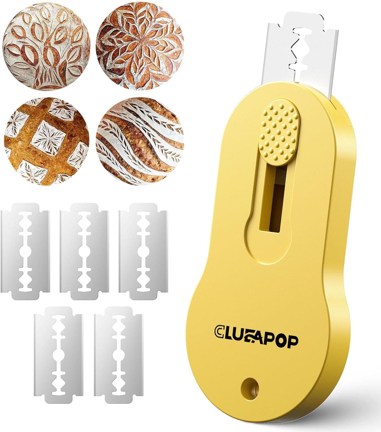 CLUEAPOP Bread Lame Magnetic and Reusable Dough Scoring Tool Anti Slip Handle with Long Retractable Razor