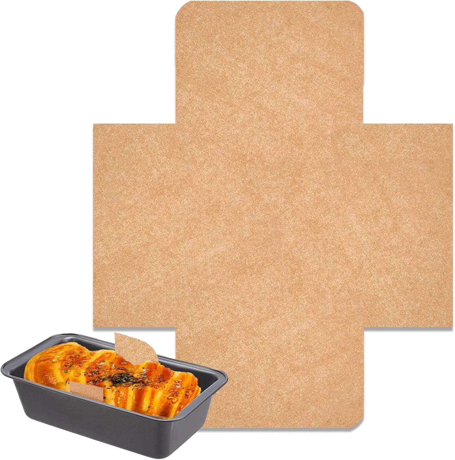Incycall 100Pcs Loaf Pan Liners, Bread Pan Parchment Liners Brown