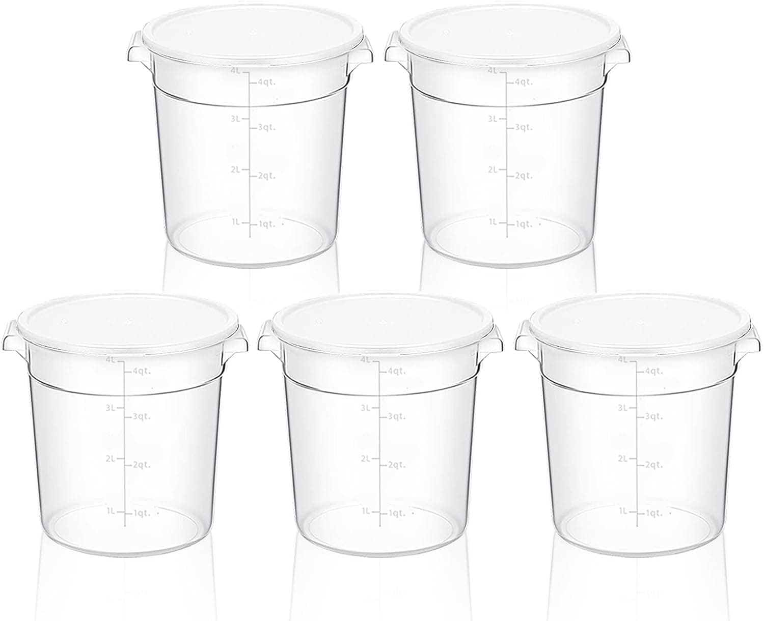 TANEMUDO 5 Pcs 4 Qt Food Storage Container Bucket with Lids for Proofing Dough Rise Bread