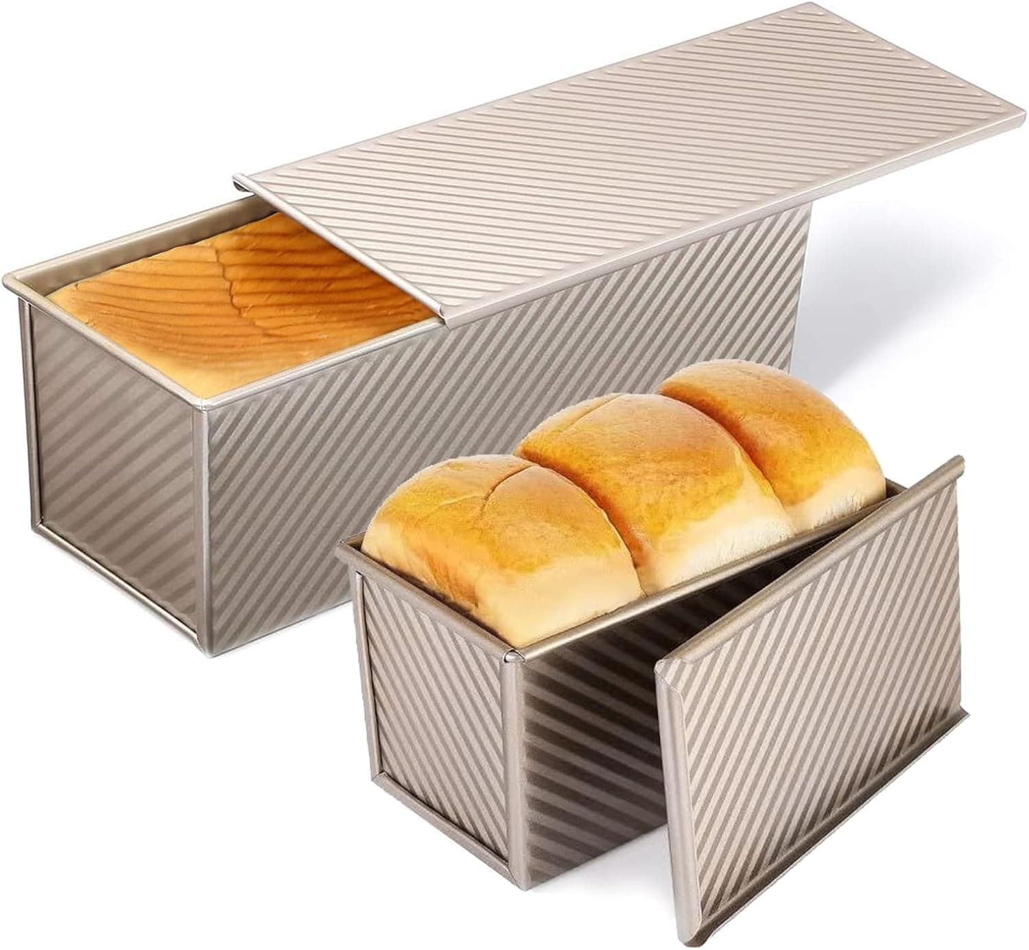 PADELE Cast Iron Bread Pan with Lid, 2LB Capacity, 13x5 Inch Pullman Loaf Pan