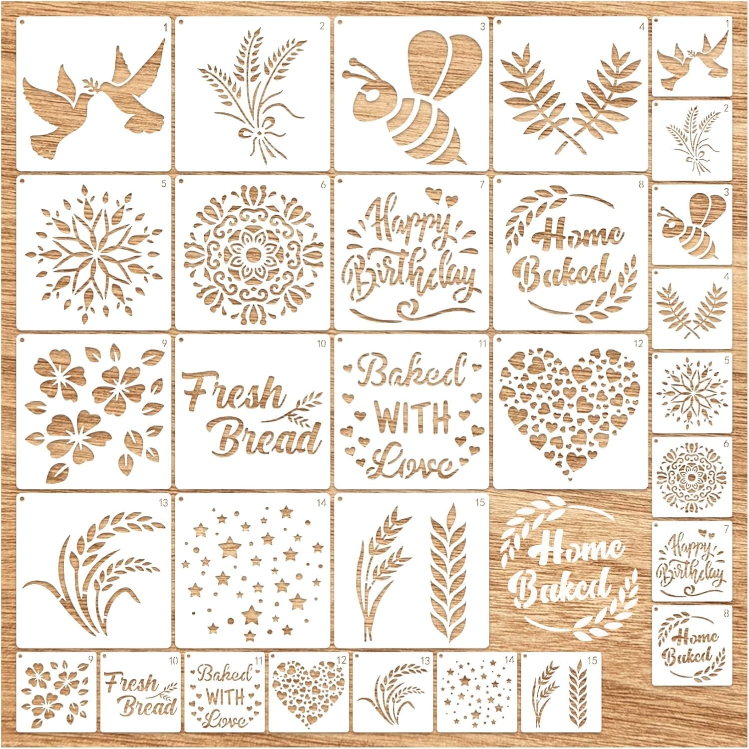 Bread Stencils for Sourdough Artisan Baking Template for Cake, Pie, or Cookie Decorating (bread30)