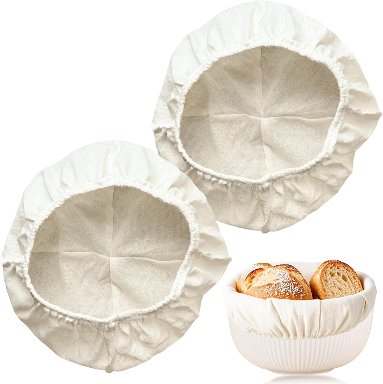 2 Pcs 9 Inch Banneton Basket Liner Cloth, Bowl Covers for Bread Proofing, Round Banneton Liner for Sourdough Bread