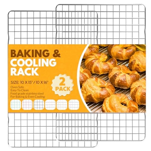 2 PCS Cooling Racks for Cooking and Baking, 15x10 Inches Stainless Steel Cooling Rack, Sheet Pan with Wire Rack for Baking Sheet, Bacon Rack Oven Safe Fits Jelly Roll Sheet Pan