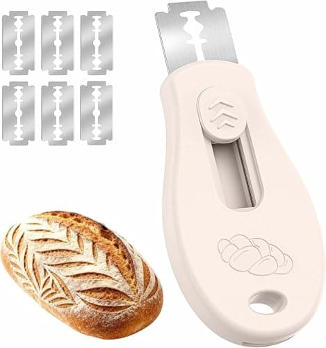 Bread Lame Sourdough Scoring Tool, Extractable & Magnetic Bread Scoring Tool, Scoring Knife for Bread Baking, Bread Razor for Homemade Bread, Sourdough Scorer Tool, Includes 5 Razor Blades-Beige