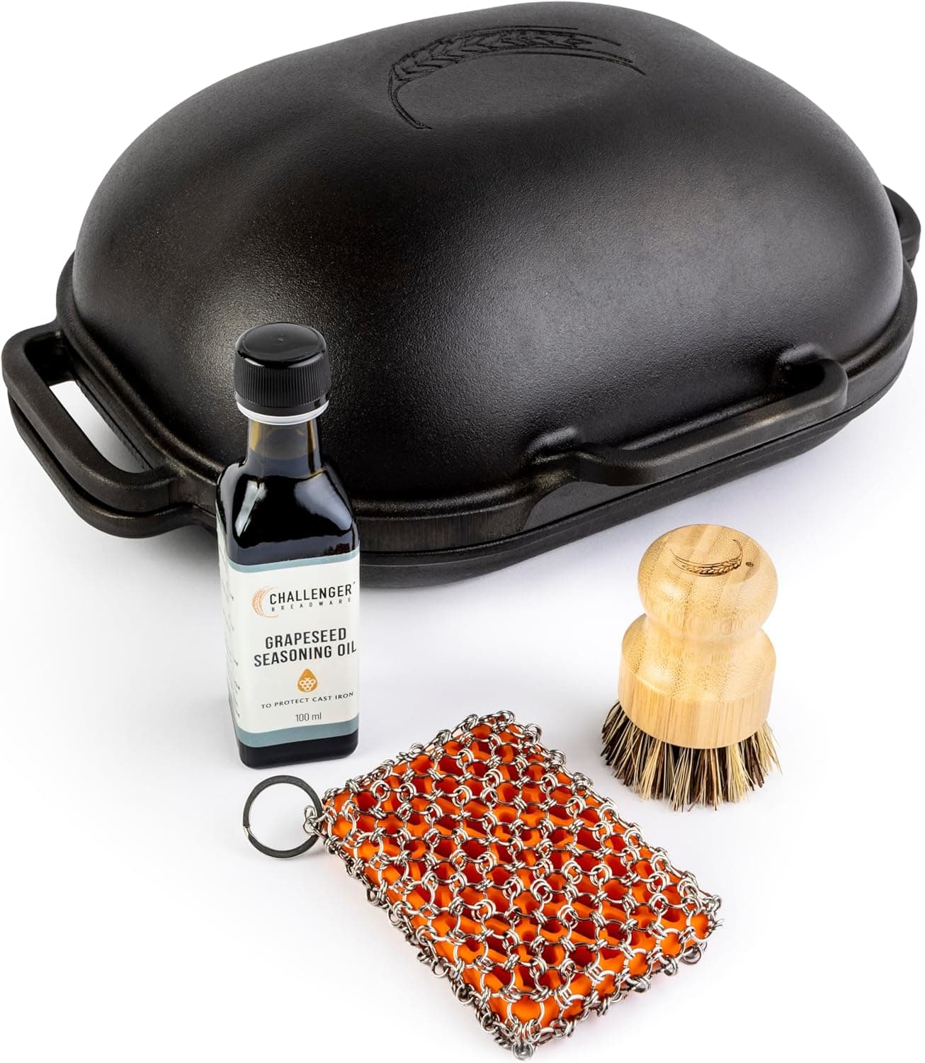 Challenger Bread Pan Cast Iron Loaf Pan with Lid plus Care Kit, Made in USA