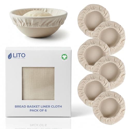 Organic Banneton Liners for Sourdough Proofing - 6 Pack 10 Inch Round Food Safe Organic Cotton Bread Proofing Cloth Covers for Banneton Baskets, Washable Sourdough Baking Basket Liners