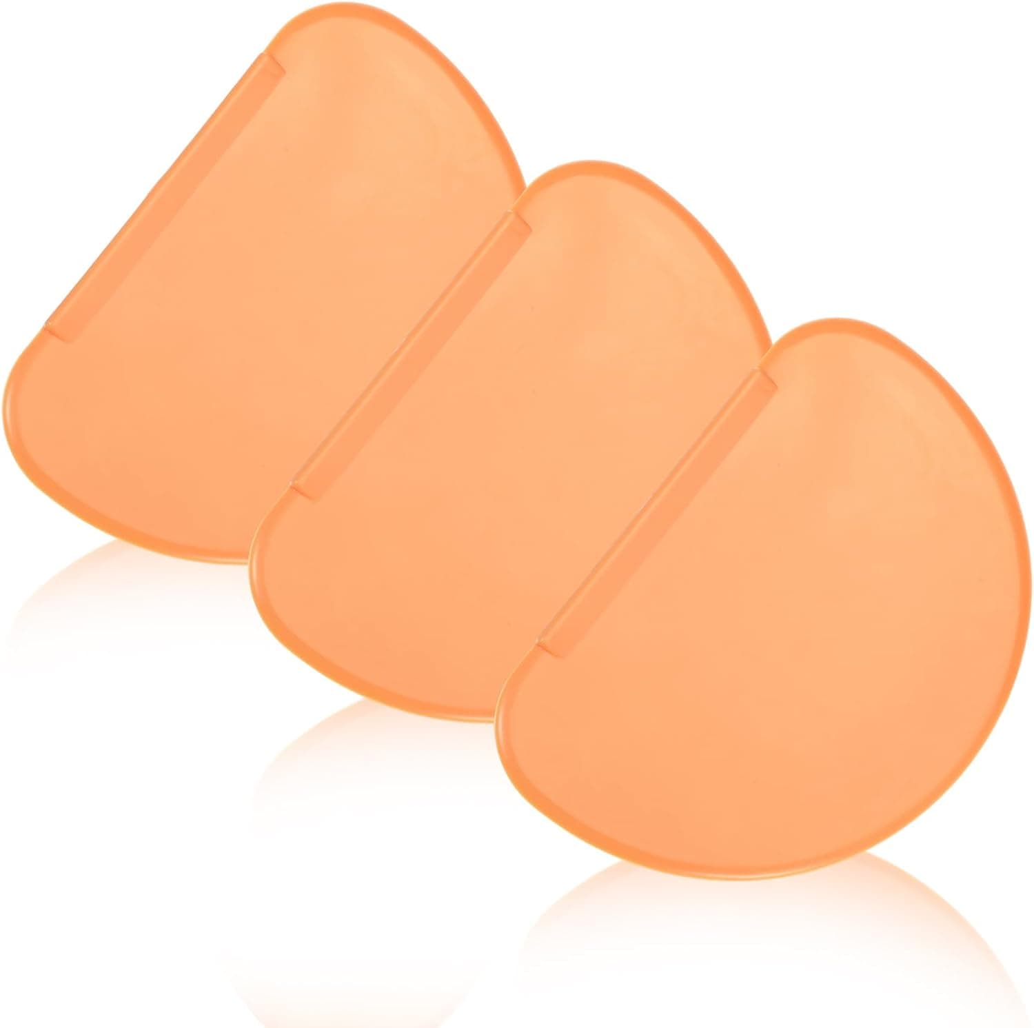 3PCS Dough Scraper Set Plastic Bread Dough Scraper Tool Flexible Bowl Scraper with Curved Edge Orange