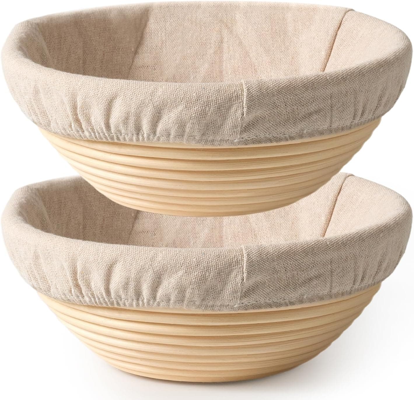 2 Pack Banneton Bread Proofing Baskets for Sourdough, 9 Inch Round Natural Rattan Proofing Basket for Dough Rising