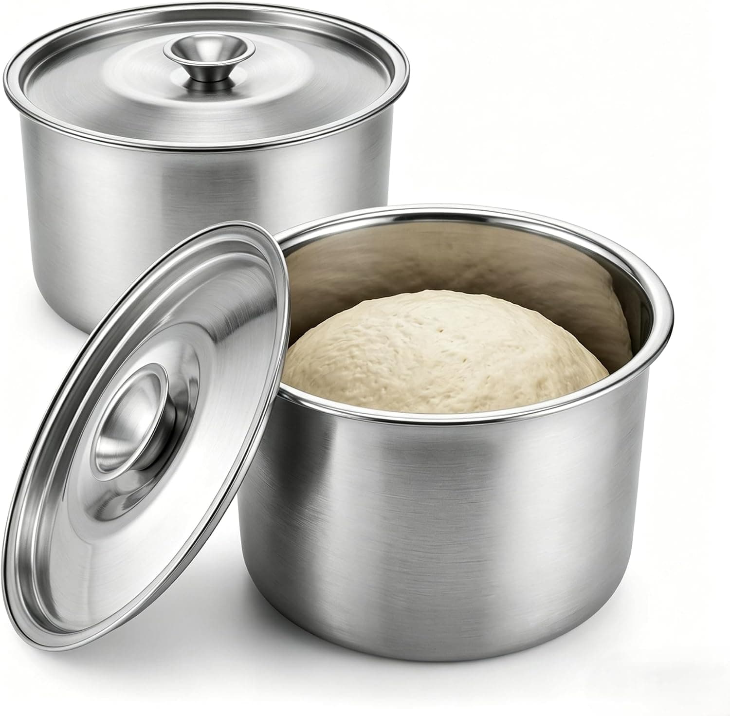 2 Pack Dough Proofing Box 4.5Qt Sourdough Pizza Proofing Container with Airtight Lid Stainless Steel