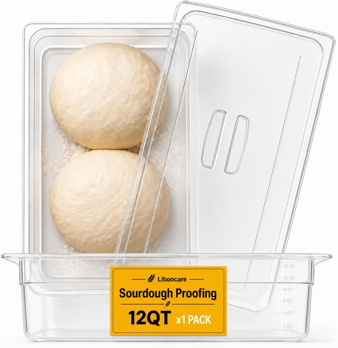Sourdough Proofing Containers 2 Pack 12QT Clear Dough Rising Boxes Fits Up to 6000 Grams Stackable