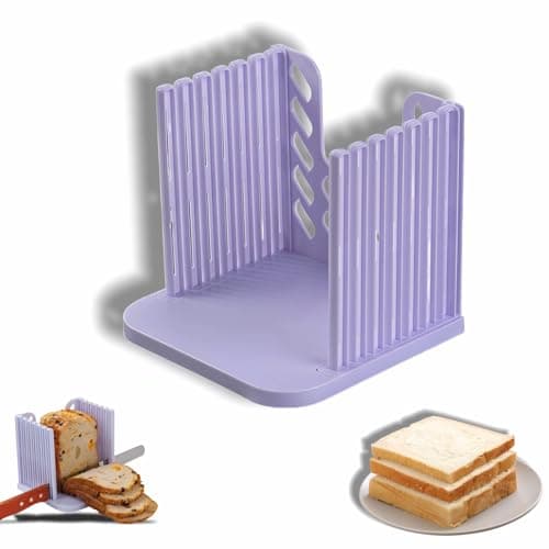 Adjustable Bread Slicer for Homemade Toast - 4 Thickness Settings Foldable Bread Cutting Guide with Crumb Tray, Food Grade ABS Kitchen Baking Tool for Bread, Cheese, Fruits & Vegetables