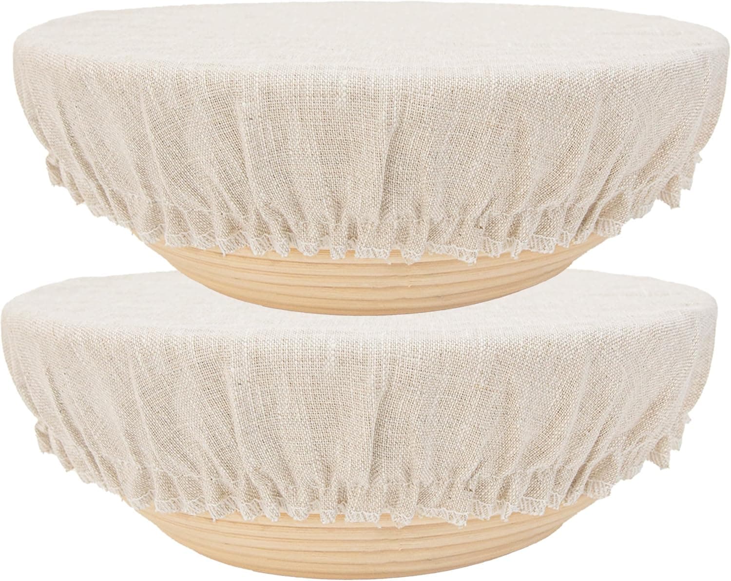 2 Pack 100% Pure Linen Bowl Covers for Bread Proofing, Natural Organic Reusable Elastic Cover for Sourdough