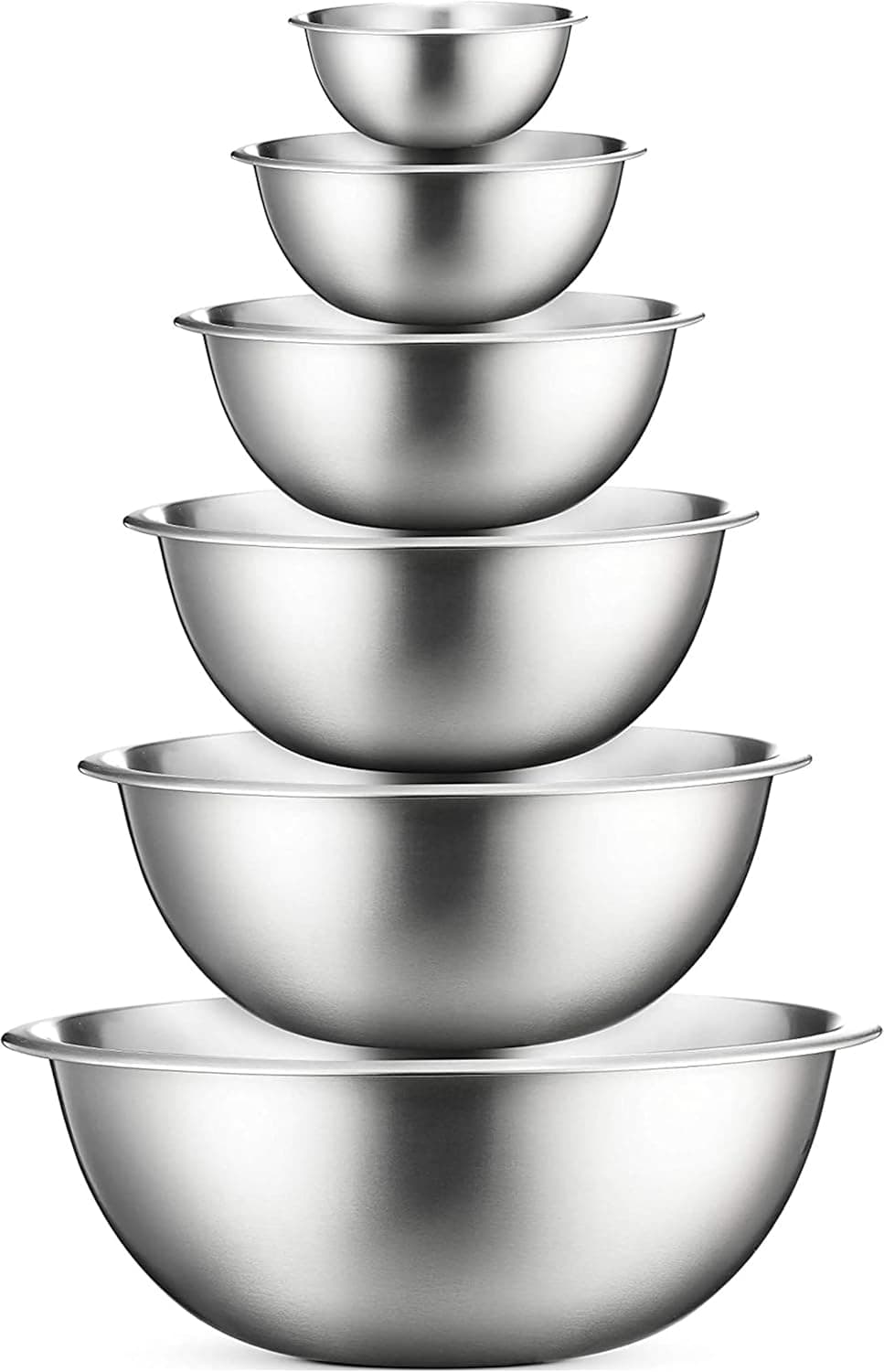 FineDine Stainless Steel Mixing Bowls Set, Dishwasher Safe, 6 Piece Metal Nesting Bowls