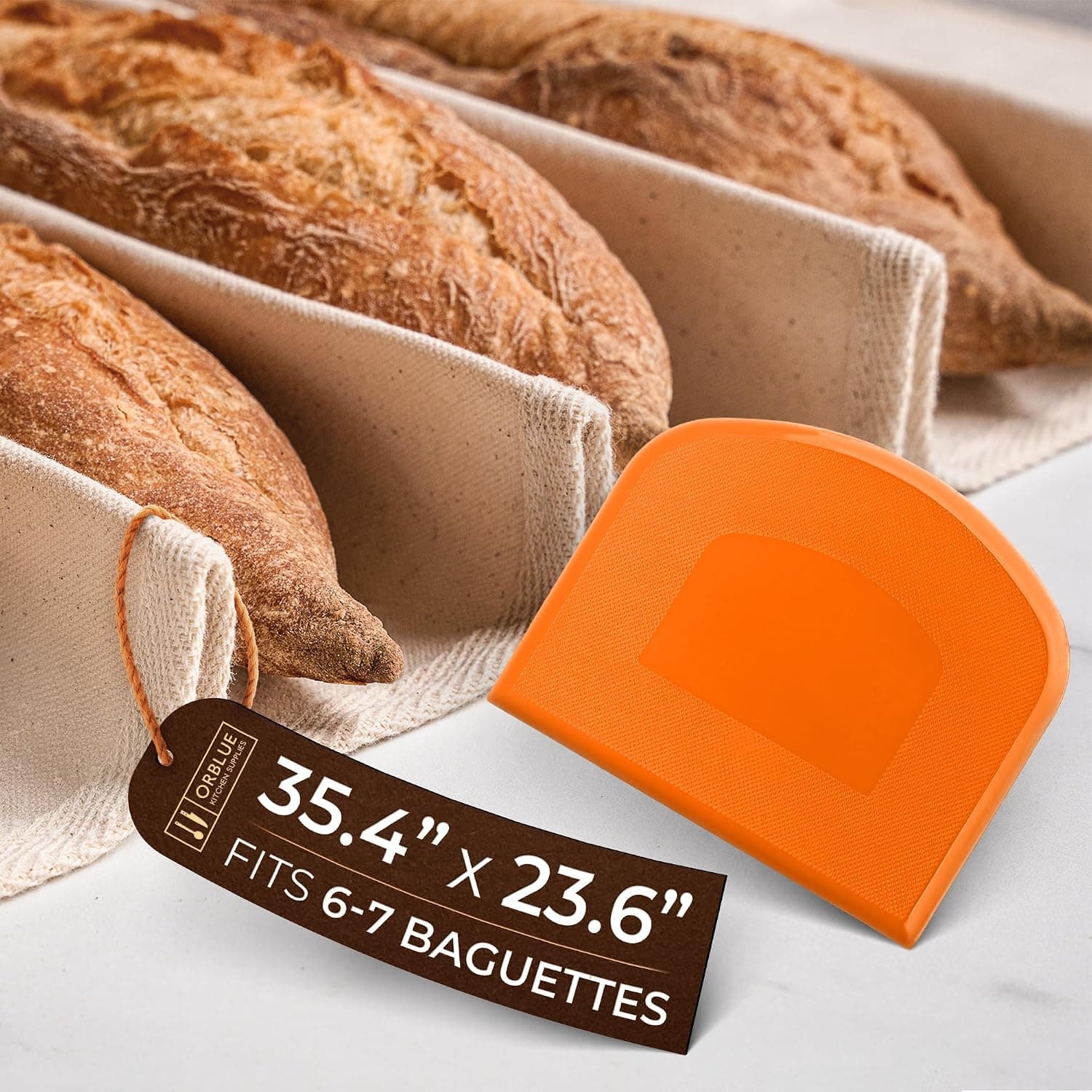 Orblue Bakers Couche and Proofing Cloth 100% Cotton Fabric for Bread Dough Baking 35.4 x 23.6 Inches