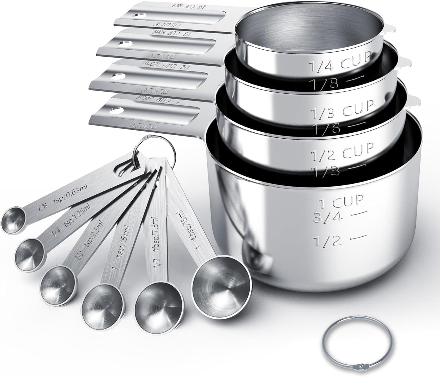 TILUCK Stainless Steel Measuring Cups and Spoons Set, 10 Piece