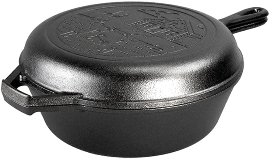 Lodge Wanderlust Cabin Cast Iron Combo Cooker, Seasoned 2-Piece Dutch Oven and Skillet Set, Convertible Lid, 3.2 Quart