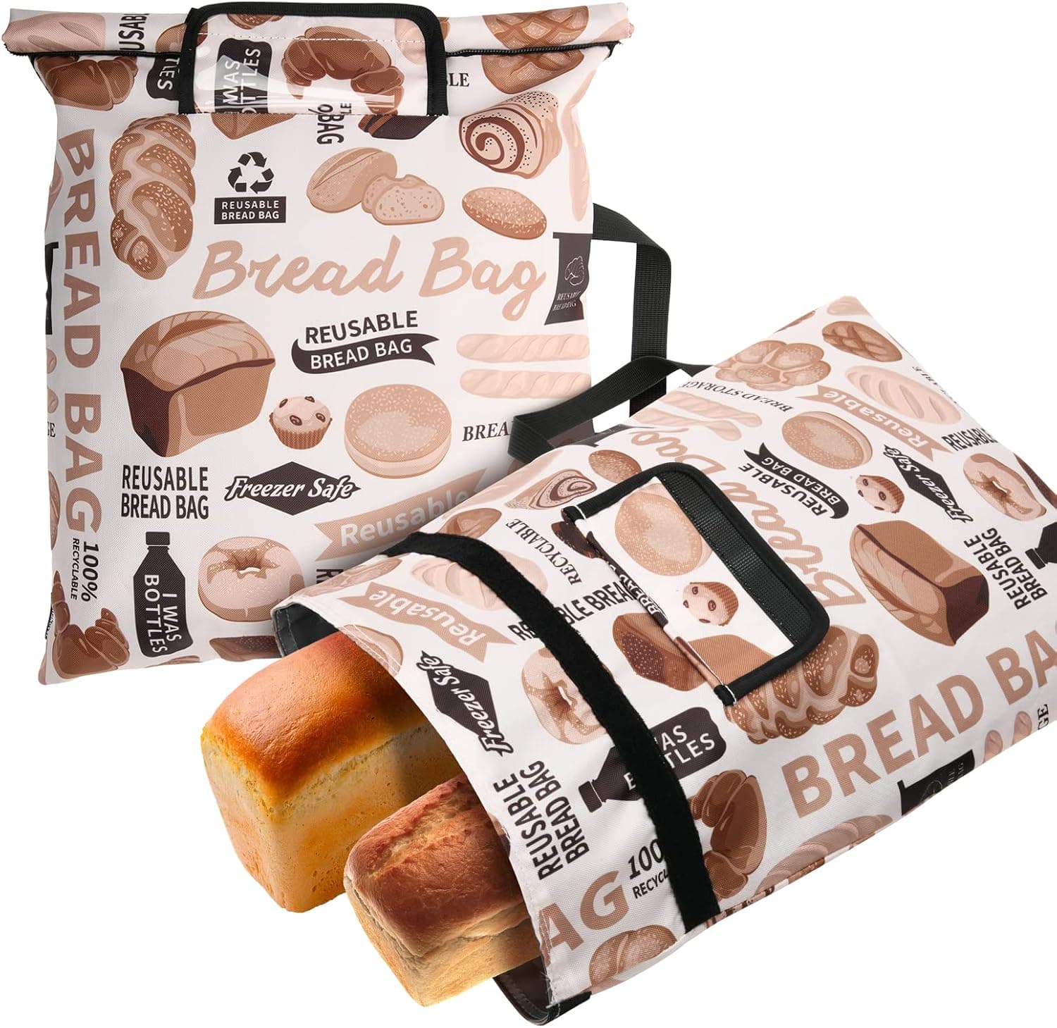 Reusable Bread Bags for Homemade Bread, Extra Large Freezer Bread Storage Bag for Sourdough Loaf, 17x12 inches, 2 Pack