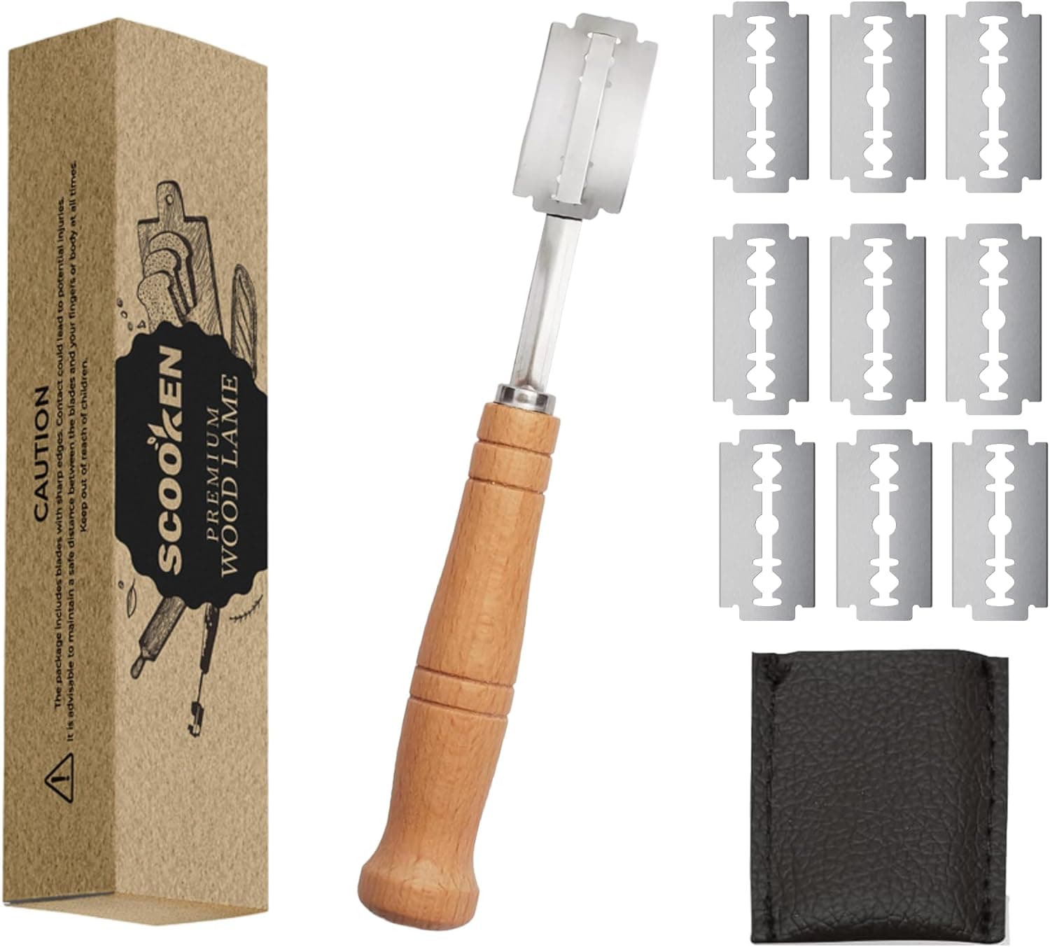 Scooken Bread Lame Knife 10 Blades Sourdough Scoring Tool for Bread Making