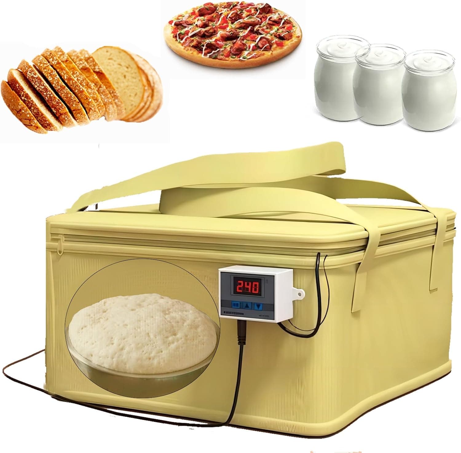 Versatile Dough Proofer with Heater, Bread Pizza Dough Proofing Box Temperature Control for Making Bread, Yogurt, Natto and Handmade Soap