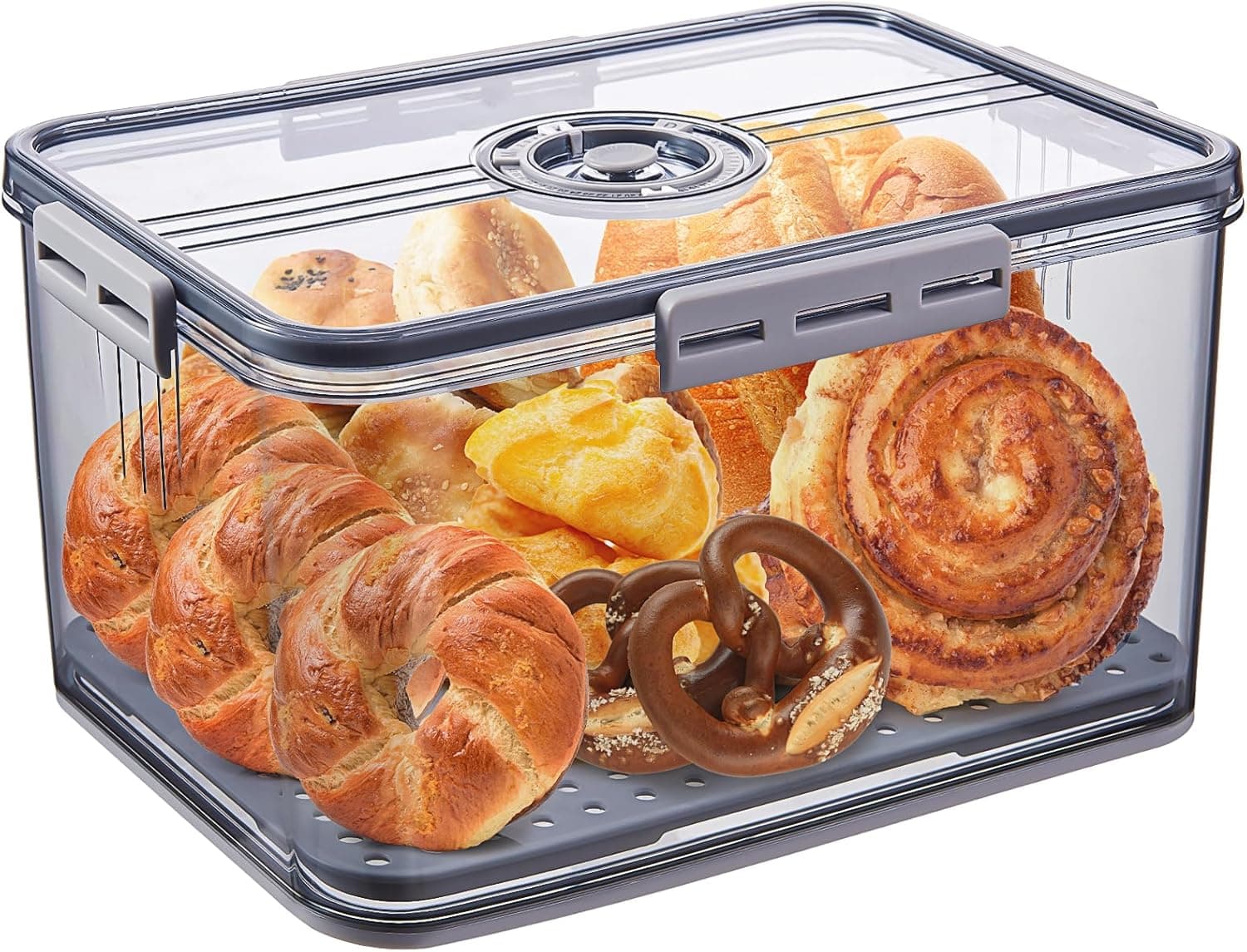 ANYPROLUS Bread Box for Homemade Bread, Airtight Time Recording Bread Storage Container with Lid, Large