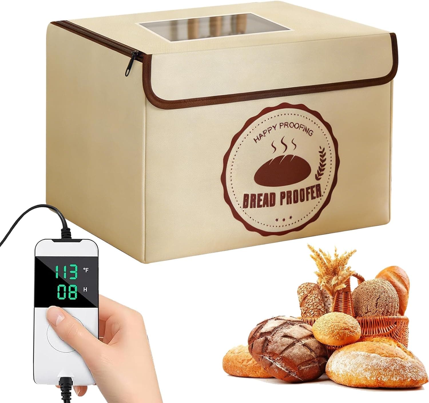 Versatile Dough Proofer Warming Box, Adjustable Temperature and Timer Control, Collapsible Sourdough Proofing Container for Making Bread